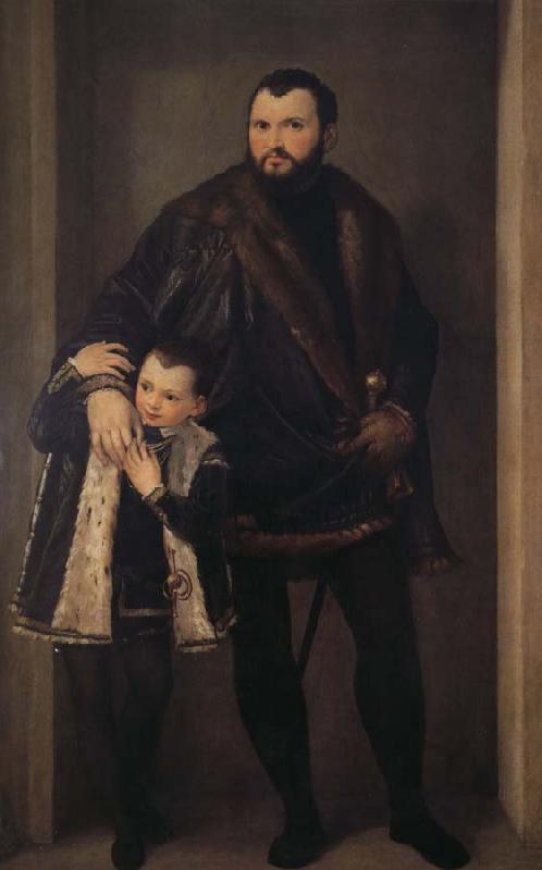 Paolo  Veronese Reaches the Pohl to hold with his son Yadeliyanuo portrait Sweden oil painting art